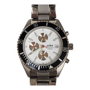 Vtg Visage Chronograph All Titanium Men's Watch 38mm Water Resistant New Battery